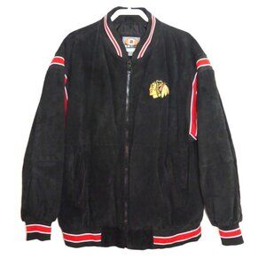 G-lll by Carl Banks CHICAGO BLACKHAWKS NHL lined black leather jacket men's XL